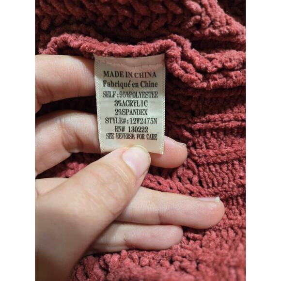 New in large women's maroon chunky knit open front cardigan - Picture 7 of 9